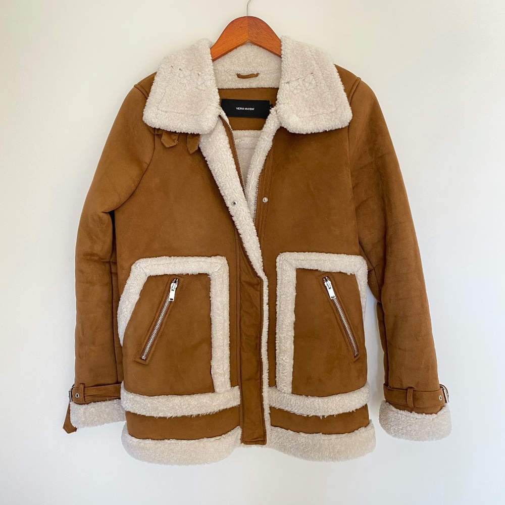 SALE ⚡️ Vero Moda Vegan Suede Shearling Jacket
